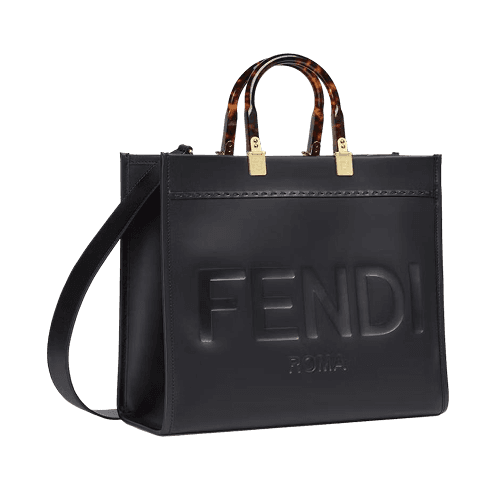 Fendi Sunshine Medium Black Leather Shopper