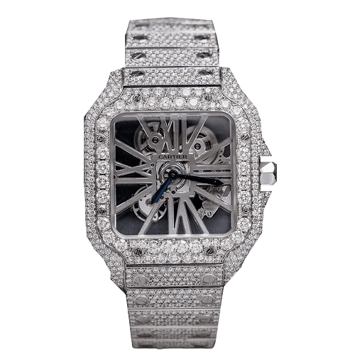 Santos Skeleton Iced Out Stainless Steel