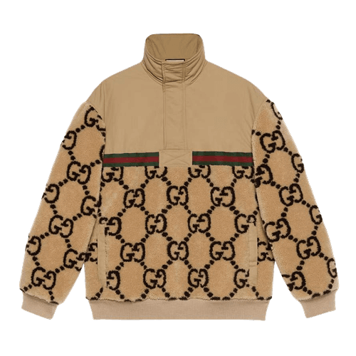 GG Jacquard Oversized Half-Zip Wool Jacket