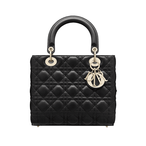 Lady Dior Bag Cannage Lambskin Medium Black