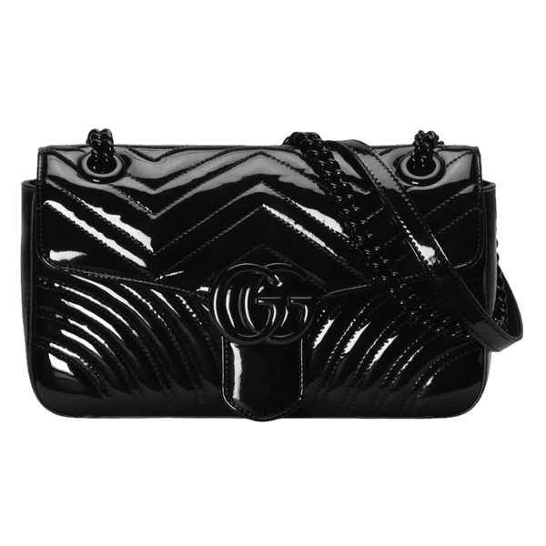 GG Marmont Patent Small Shoulder Bag Black Patent Leather