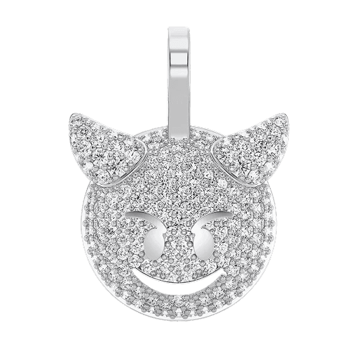 Devil Emoji Diamond Pendant 14k Solid Gold 0.50ctw