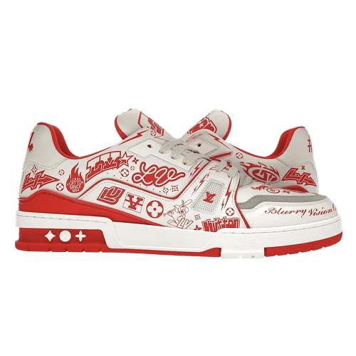 LV Trainer Graffiti White Red
